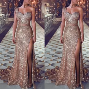 Vestido Maxi Longo Sem Mangas: Elegante, Bodycon de Lantejoulas, Ideal para Festas de Casamento Loja dos Cabelos: Peruca Cabelo Natural