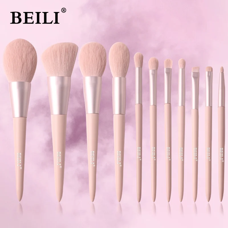 Conjunto de Pincéis de Maquiagem Vegan Rosa 10/11 Peças Loja dos Cabelos: Peruca Cabelo Natural, Extensões, Cosméticos e Beleza Cosméticos e