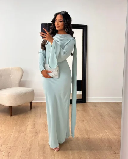 Vestido de Cintura Alta: Cauda de Peixe, Cetim, Elegante Primavera Loja dos Cabelos: Peruca Cabelo Natural, Extensões, Cosméticos e Beleza
