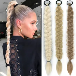 Extensão Sintética Longa Trançada Rabo de Cavalo Preto/Marrom com Cordão, 24 Loja dos Cabelos: Peruca Cabelo Natural, Extensões, Cosméticos e
