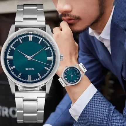 Bolsas e acessórios Relógio Masculino Redondo de Quartzo em Aço Inoxidável com Mostrador Simples | Loja dos Cabelos