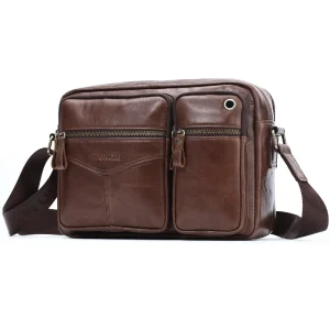Bolsas e acessórios Bolsa Mensageiro Masculina em Couro Genuíno – Casual, Elegante e Moderna | Loja dos Cabelos