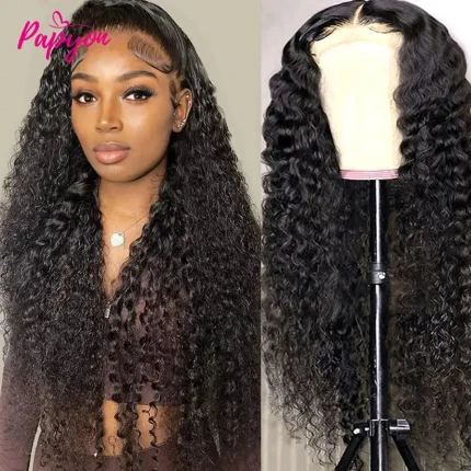 Perucas Peruca Bob Encaracolada e Ondulada de Cabelo Humano, Sem Cola, com Renda Frontal e Onda de Água, 210% de Densidade | Loja dos Cabelos