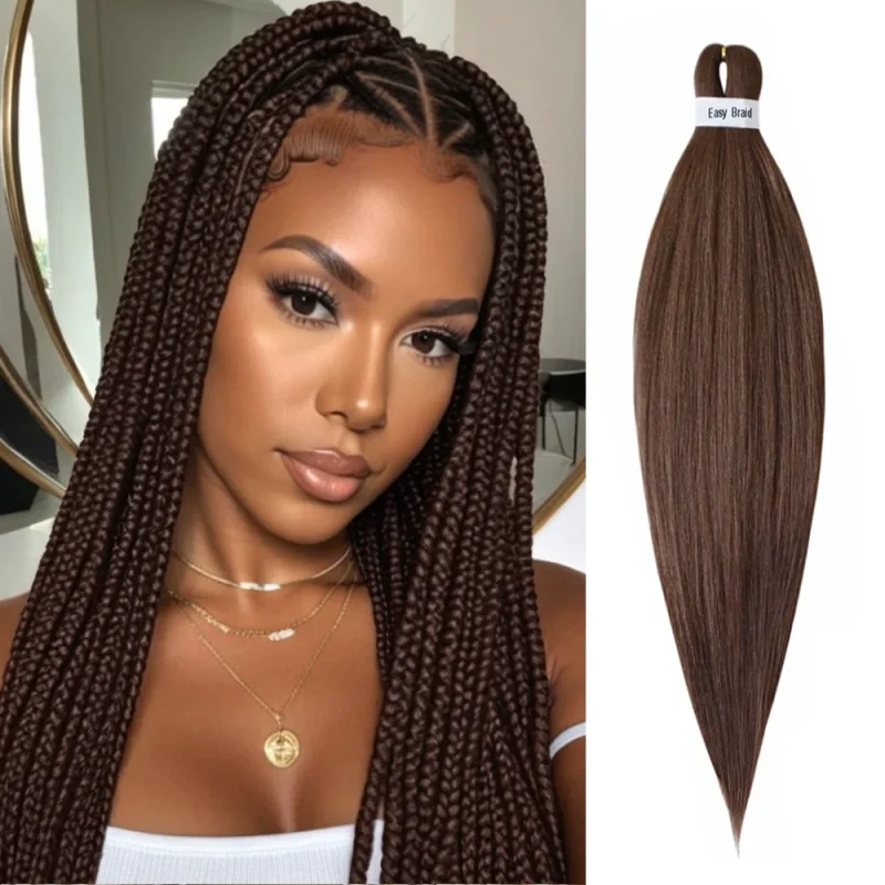 Extensões de cabelo Sintético Extensão de Cabelo Trançado Pré-Esticado para Mulheres, Tranças Box Sintéticas de Crochê | Loja dos Cabelos