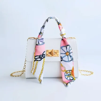 Bolsas e acessórios Bolsa Tiracolo Feminina – Simples, Cor Sólida, Acompanha Cachecol de Seda e Mini Corrente | Loja dos Cabelos