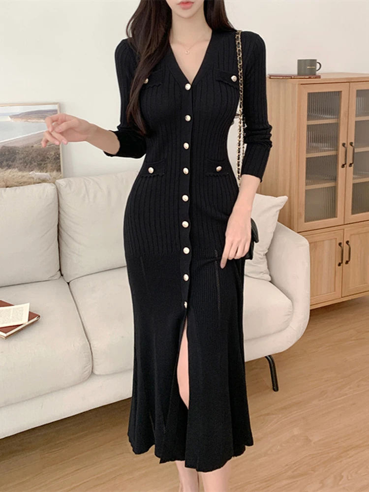 kf-S1404d29c670d4bdcb418a47435866a1dV-Vestido-midi-de-malha-feminino-vestido-bodycon-preto-estilo-coreano-babado-moda-elegante-mulher-casual-ver