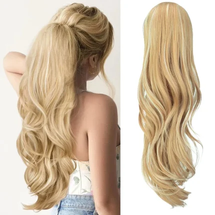 Rabo de Cavalo Peruca Sintética de Rabo de Cavalo Longo e Encaracolado, Cabelo Natural, Dourado e Elegante | Loja dos Cabelos