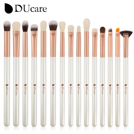 Cosméticos e outros produtos de beleza DUcare – Conjunto de Pincéis de Maquilhagem para Olhos (15 Peças) – Cerdas Sintéticas Macias, Cabos de Madeira, Ideal para Sombra e Sobrancelhas | Loja dos Cabelos
