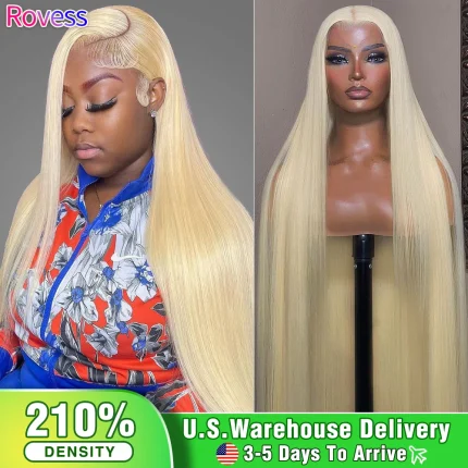 Perucas Peruca de Cabelo Humano Remy 613 Loiro Mel, Frontal de Renda, Liso, 210% de Densidade, 13×4 e 13×6, Sem Cola, HD | Loja dos Cabelos