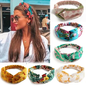 Bolsas e acessórios Bandanas Boêmias Estampadas para Mulheres e Meninas – Turbante Cruzado Vintage, Acessório de Cabelo Elegante para o Verão | Loja dos Cabelos