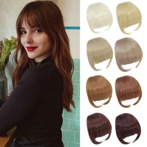 Extensões de cabelo Sintético Franja Sintética com Clipe para Mulheres e Meninas, Extensão de Cabelo Liso Premium, Penteado Frontal | Loja dos Cabelos
