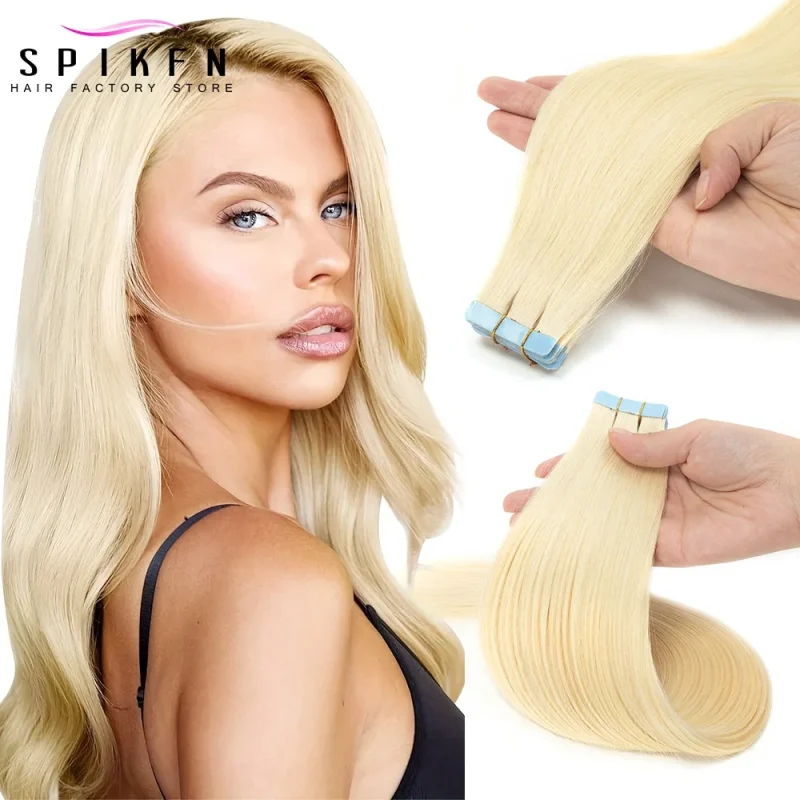 Extensões de cabelo Natural Spikfn – Extensões de Cabelo Humano com Fita Adesiva, Loiras, Lisas e Naturais, Sem Costura, 12″ a 24″, Remy | Loja dos Cabelos