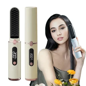 Cosméticos e outros produtos de beleza Pente Alisador de Cabelo com Controle de Temperatura, Tecnologia de Íons Negativos, Portátil e Anti-Queimadura | Loja dos Cabelos