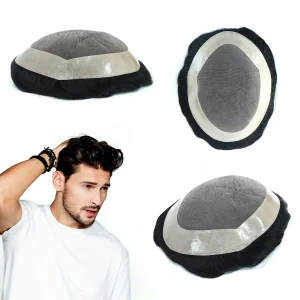 Cosméticos e outros produtos de beleza Prótese Capilar Masculina Hywel – Toupee de Cabelo Humano para Homens, Sistema de Substituição com Base Monofilamento, Cabelo Preto Natural, 6” | Loja dos Cabelos