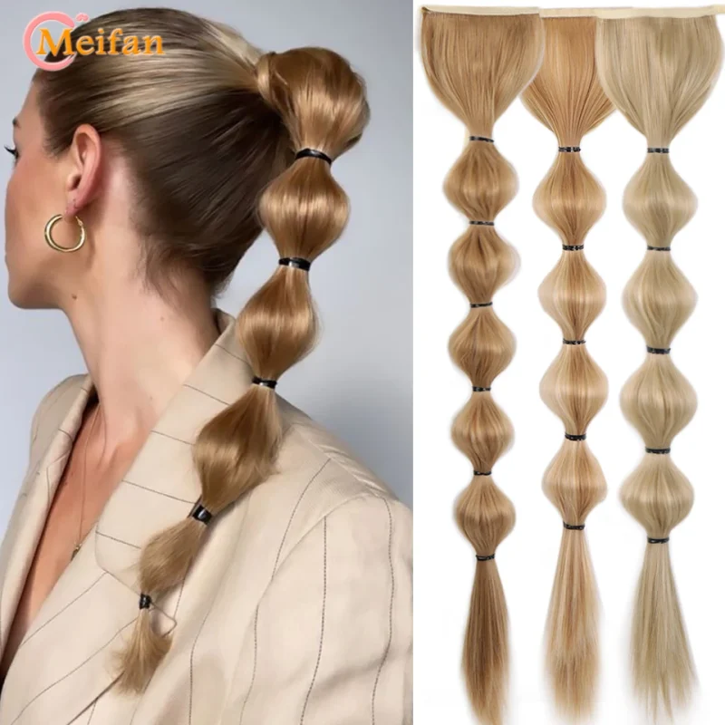 Rabo de Cavalo MEIFAN – Rabo de Cavalo Sintético Longo com Cordão, Extensão de Cabelo Natural, Trança Bolha de Lanterna | Loja dos Cabelos