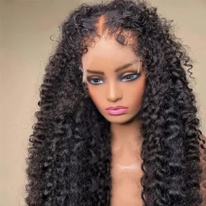 Perucas Peruca Encaracolada com Renda Transparente, Cabelo Humano Brasileiro Remy, Textura Crespa, Densidade 180%, Comprimentos 28″ e 30″ | Loja dos Cabelos