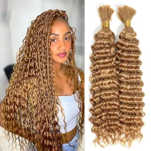 Extensões de cabelo Natural Cabelo Humano Loiro Mel #27 para Tranças, Onda Profunda, Pacotes Sem Trama para Extensões Femininas | Loja dos Cabelos