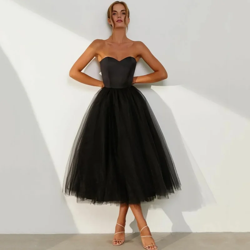 Vestidos de Cerimónia Vestido Curto Preto Elegante para Mulheres, Luxo para Festas, Casamentos e Eventos Formais | Loja dos Cabelos