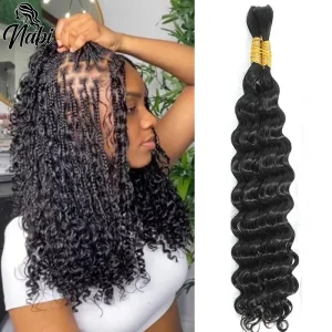 Extensões de cabelo Natural NABI – Extensão de Cabelo Humano Boho Onda Profunda, Sem Trama, Pacotes de Cabelo Encaracolado para Tranças, 16″ | Loja dos Cabelos