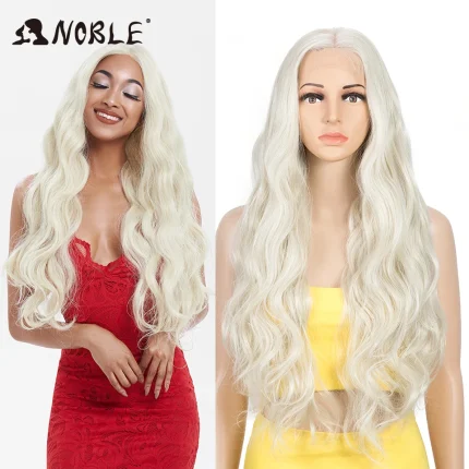 Perucas Peruca Longa e Encaracolada Sintética 360° para Mulheres – Renda Frontal 13×6, Peruca para Cosplay, Cores Branca e Loira, 30″ | Loja dos Cabelos