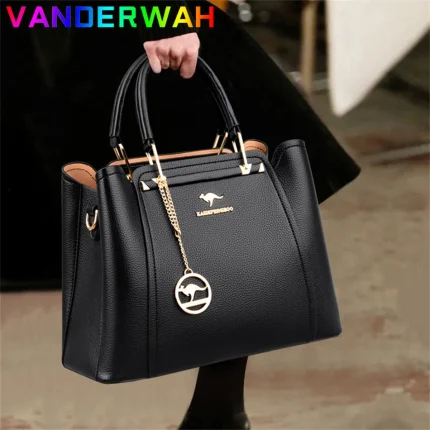 Bolsas e acessórios Bolsas de Luxo Femininas de Couro Macio com 3 Camadas – Grande Capacidade para Ombro e Tiracolo | Loja dos Cabelos