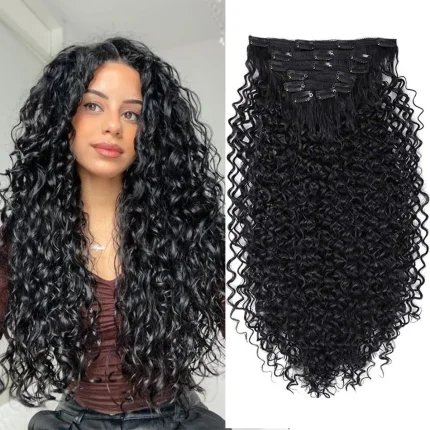 Extensões de cabelo Sintético Extensão de Cabelo Sintético Cacheado Encaracolado com Clipe – Para Cabeça Cheia, Cores Preto e Marrom | Loja dos Cabelos