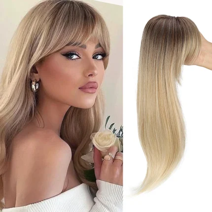 Extensões de cabelo Sintético Topper de Cabelo Sintético com Grampo e Franja 360° 18 Polegadas para Mulheres – Cobertura 3D | Loja dos Cabelos