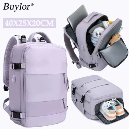 Bolsas e acessórios Mochila Feminina de Viagem Buylor 40x25x20, Compatível com Bagagem de Mão e Notebook 14″ | Loja dos Cabelos