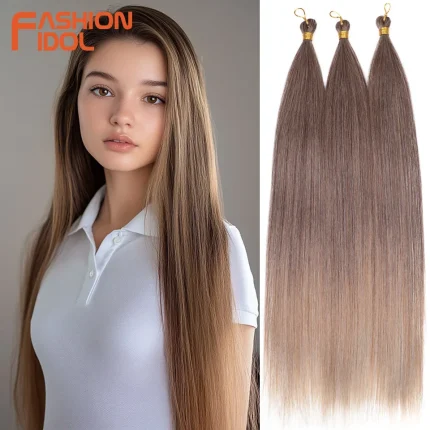 Extensões de cabelo Sintético Trança de Crochê Sintética 28″ Degradê Marrom 3 Peças para Cabelo Pônei e Feixes | Loja dos Cabelos