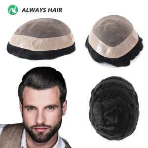 Perucas Peruca Masculina Alwayshair Fine Mono 5 Polegadas, Cabelo Humano Indiano, Densidade 120% a 130%, Durável, Próteses Capilares para Homens | Loja dos Cabelos