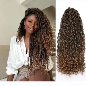 Extensões de cabelo Sintético Extensão de Cabelo Sintético para Crochê – Goddess Locs Cacheados, Faux Locs Boho, Estilo Hippie para Mulheres | Loja dos Cabelos
