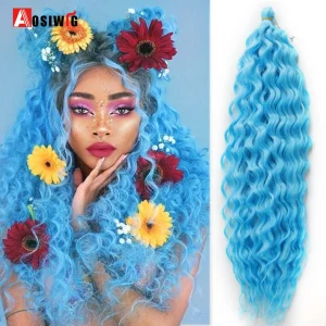 Extensões de cabelo Sintético Extensões de Cabelo Sintético Longo Ondulado com Trança para Mulheres, Tranças Brasileiras Afro, Azul e Rosa, 22″ – 30 Cores Disponíveis | Loja dos Cabelos