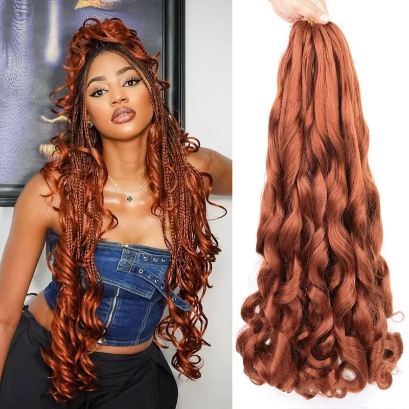Extensões de cabelo Sintético Extensões de Cabelo Sintético Cacheado Espiral Francês, Pré-Esticado, Onda Solta, Tranças de Crochê 24” | Loja dos Cabelos