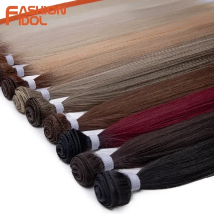 Extensões de cabelo Sintético Fashion Idol – Extensões de Cabelo Liso Sintético Degradê Loiro, Super Longas (24″), Pontas Cheias | Loja dos Cabelos