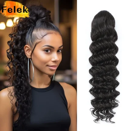 Rabo de Cavalo Rabo de Cavalo Sintético Longo Cacheado 24″ – Aplique de Cabelo Afro para Mulheres Negras | Loja dos Cabelos