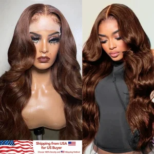 Perucas Peruca de Cabelo Humano Castanho HD com Frente de Renda 13×4, Ondulada, Pré-Cortada, Estilo Brasileiro 360° para Mulheres | Loja dos Cabelos