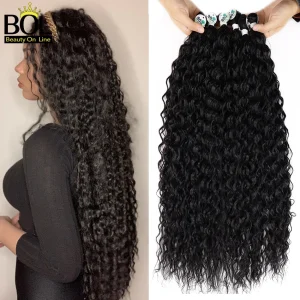 Extensões de cabelo Sintético Extensões de Cabelo Sintético Encaracolado 32″ Ombre Loira – Resistente ao Calor, Onda de Água para Mulheres | Loja dos Cabelos