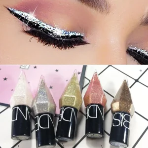 Cosméticos e outros produtos de beleza Delineador Líquido Glitter com Lantejoulas de Diamante Perolado – Pincel Fino para Maquiagem | Loja dos Cabelos