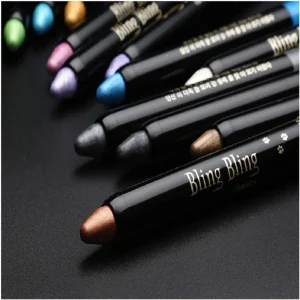 Cosméticos e outros produtos de beleza Lápis de Sombra para Olhos – 15 Cores Pearlescentes, Glitter, Shimmer, Impermeável e de Longa Duração | Loja dos Cabelos