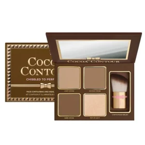 Cosméticos e outros produtos de beleza Paleta de Sombras Feminina com Escova, 4 Cores para Contorno e Destaque, Alta Qualidade, Maquiagem Completa | Loja dos Cabelos