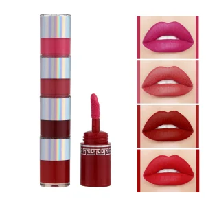 Cosméticos e outros produtos de beleza Kit 4 em 1 de Batons Foscos | Acabamento Aveludado, Cores Intensas e Longa Duração | Loja dos Cabelos