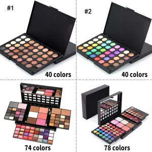 Cosméticos e outros produtos de beleza Paleta de Sombras com Glitter – 40/74/78 Cores Foscas e Brilhantes, À Prova d’Água, Longa Duração, Pó Prensado – Kit de Maquiagem Feminina | Loja dos Cabelos