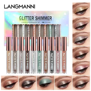 Cosméticos e outros produtos de beleza Kit Sombra Líquida com Glitter – Brilho Intenso, Longa Duração, Alta Pigmentação, 10 Cores Glamourosas | Loja dos Cabelos