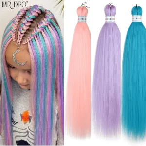 Extensões de cabelo Sintético Extensão de Cabelo Sintético Jumbo Yaki Pré-Esticada Ombre 26″ para Tranças Longas e Coloridas | Loja dos Cabelos
