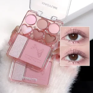 Cosméticos e outros produtos de beleza Paleta Love — Sombra, Blush e Iluminador Integrados, Natural e de Longa Duração, 8 Cores | Loja dos Cabelos