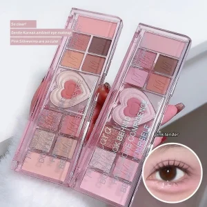 Cosméticos e outros produtos de beleza Paleta de Sombras 12 Cores Amor Coração Rosa, Tons Naturais Foscos e Frescos, Maquiagem Coreana, Cosméticos Marrom | Loja dos Cabelos