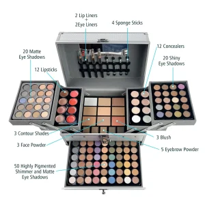 Cosméticos e outros produtos de beleza Kit de Maquiagem Completo 132 Cores – Paleta de Sombra, Batom, Pó, Corretivo, Blush e Sobrancelha em Caixa de Presente | Loja dos Cabelos