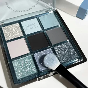 Cosméticos e outros produtos de beleza Paleta de Sombras Matte — 9 Cores, Tons Esfumados, Azuis, Pretos e Terrosos com Acabamento Brilhante | Loja dos Cabelos