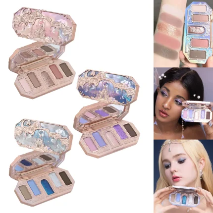 Cosméticos e outros produtos de beleza Paleta de Sombras Flower Sabe Luar Sereia – 5 Cores Foscas e Shimmer, Alta Pigmentação, À Prova d’Água, Vegana | Loja dos Cabelos