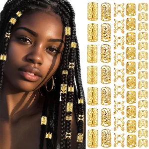 Cosméticos e outros produtos de beleza 50 Anéis de Metal Ajustáveis para Tranças e Dreads – Dourado ou Prateado, Acessórios para Cabelo | Loja dos Cabelos